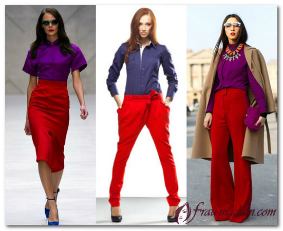 красный и фиолетовый в одежде
