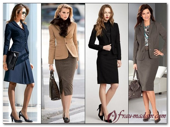 женский деловой стиль одежды юбка и пиджак