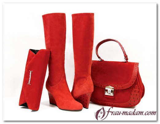 С чем носить красные сапоги на каблуке зимой и осенью?