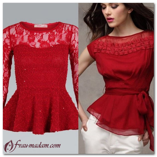 красная кружевная блузка