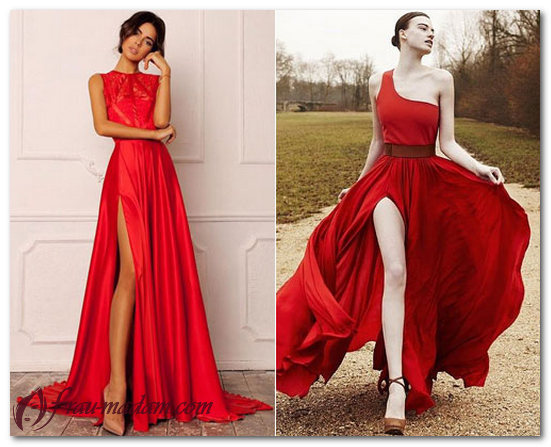длинное красное платье в пол фото
