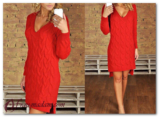 С красиво сочетать вязанное красное платье?