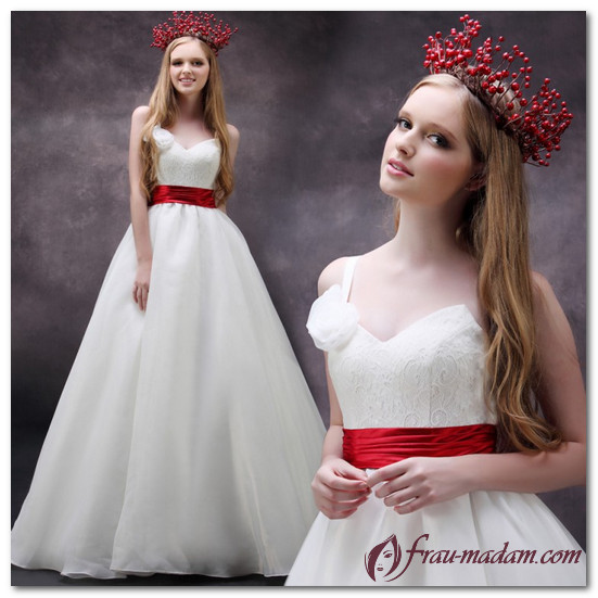 красно белое свадебное платье