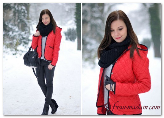 красная зимняя куртка женская