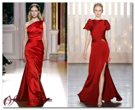 красное шелковое платье