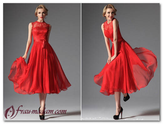 красное коктейльное платье