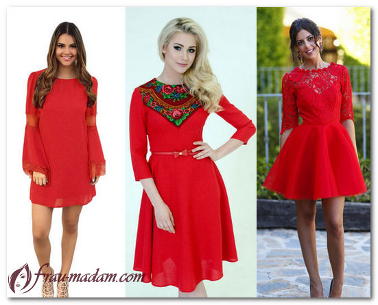 летние платья красного цвета с чем носить