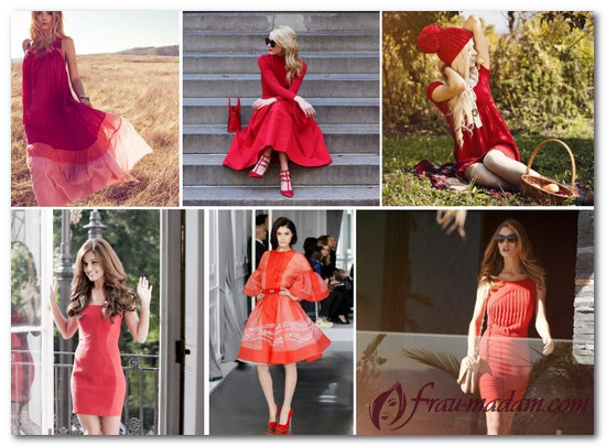 красное классическое платье с чем носить