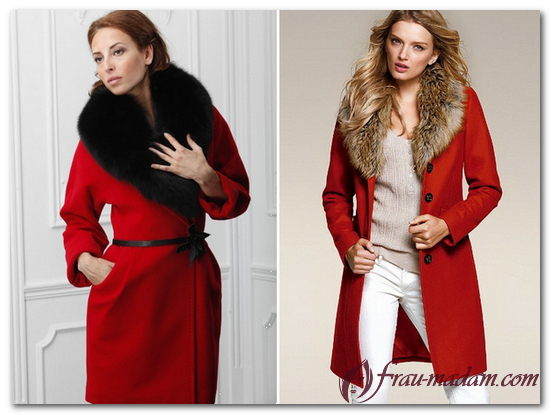 красное зимнее пальто