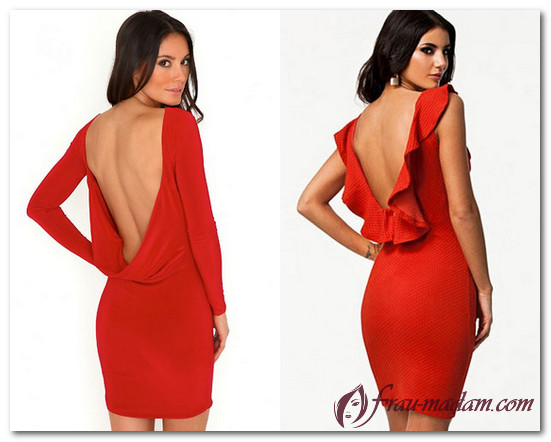 красное платье с открытыми плечами